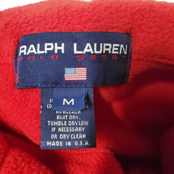 VTG 90s Ralph Lauren Polo Sport USA Plush Sherpa Fleece Pullover Rope Henley - Picture 5 of 7